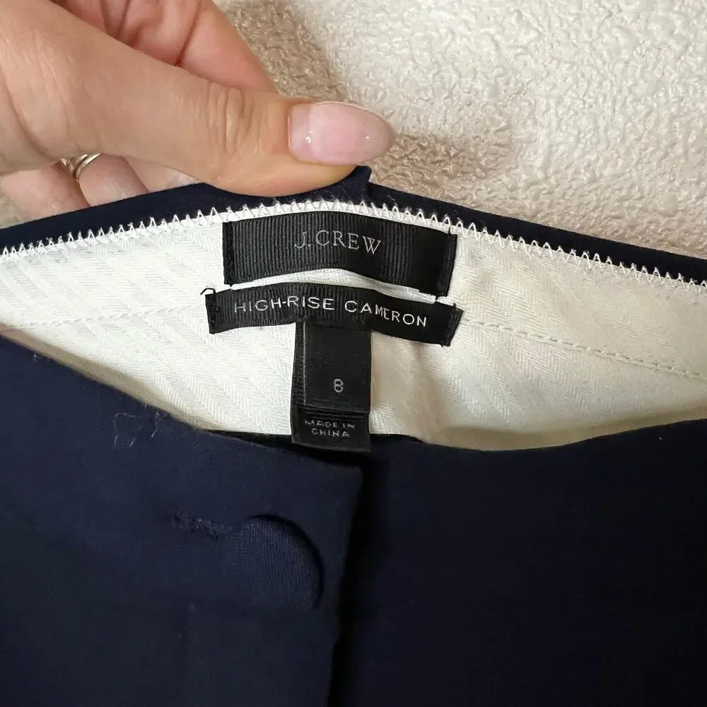 J. Crew High Rise Cameron pants in dark navy blue WOMENS 8
